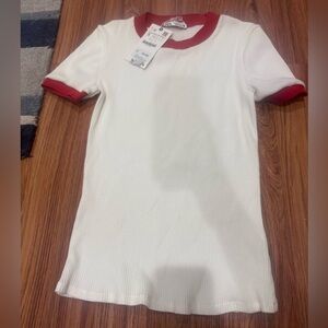 Women’s White and Red Ringer T-Shirt